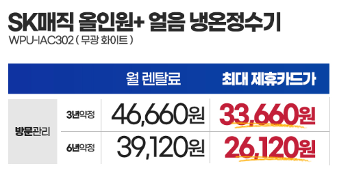 SK매직 정수기 렌탈 현금